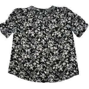 J. Crew Womens Short Sleeve Blouse Birds Black White Shell Only Size Small